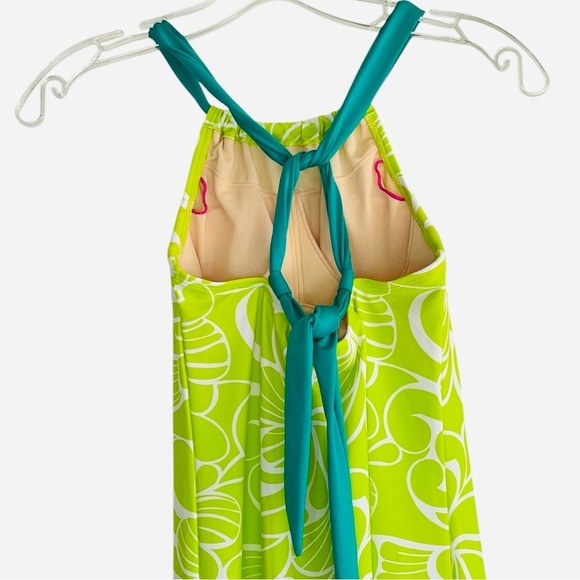Athleta Kokomo Halter Swim Sport Dress XXS Green Floral Print Bra Insert - Picture 4 of 16